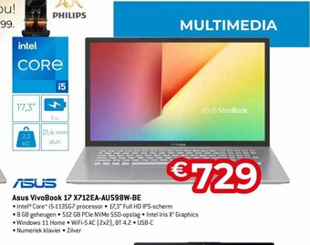 Exellent Asus VivoBook 17 X712EA-AU598W-BE aanbieding
