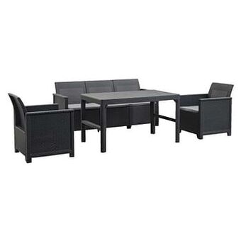 Leen Bakker Keter loungeset emma met verstelbare tafel Lyon - grijs - 4-delig aanbieding