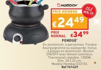 Trafic Homday Fondue aanbieding