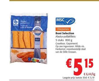 Colruyt Boni selection alaskapollakfilets aanbieding