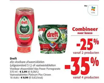Colruyt Dreft vloeibare of afwasmiddelen aanbieding