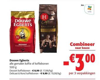 Colruyt Douwe egberts gemalen koffie of koffiebonen aanbieding
