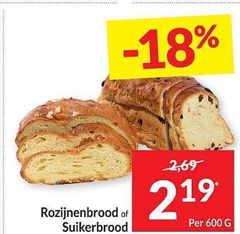 Intermarché Rozijnenbrood of suikerbrood aanbieding