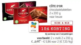 Spar Côte d'or chocoladetabletten aanbieding
