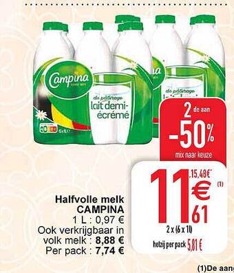 Halfvolle melk campina