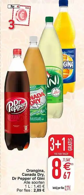 Orangina, canada dry, dr pepper of gini