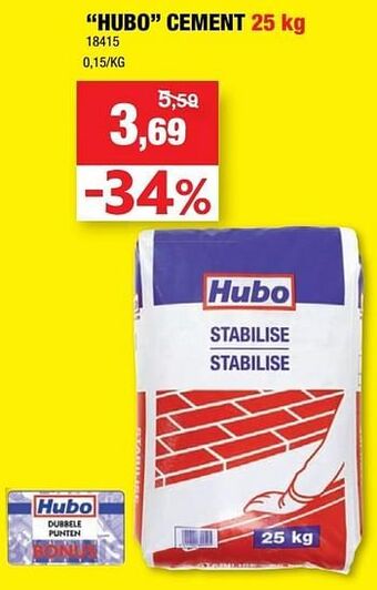 Hubo Hubo cement 25kg aanbieding