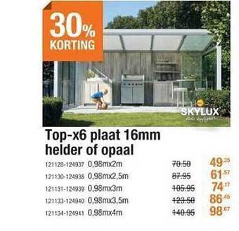 Cevo Top x6 plaat 16mm helder of opaal aanbieding