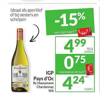 Igp pays d'oc by haussmann chardonnay