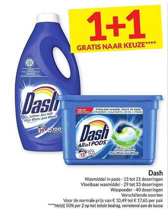 Intermarché Dash wasmiddel in pods, vloeibaar wasmiddel, waspoeder aanbieding