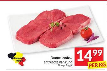 Dunne lende of entrecote van rund