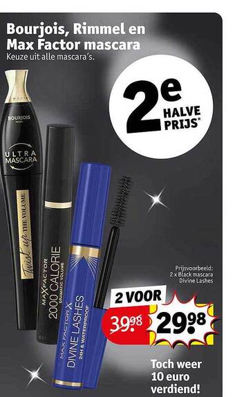 Kruidvat Bourjois, rimmel en max factor mascara aanbieding