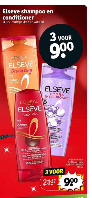 Kruidvat Elseve shampoo en conditioner aanbieding