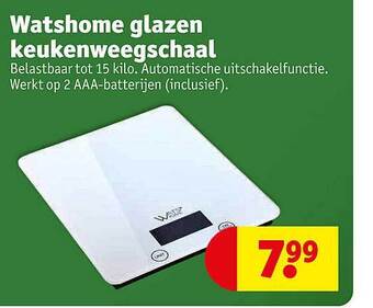 Kruidvat Watshome glazen keukenweegschaal aanbieding