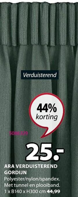 Jysk Ara verduisterend gordijn aanbieding