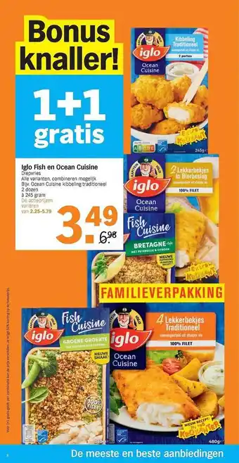 Albert Heijn 1+1 Gratis Iglo Fish En Ocean Cuisine 245g aanbieding