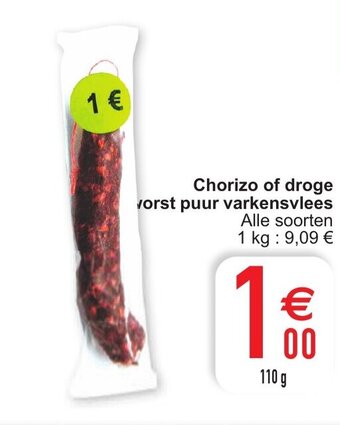 Cora Chorizo of droge worst puur varkensvlees aanbieding