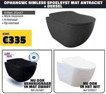 Ophangwc rimless spoelsyst mat antraciet + deksel