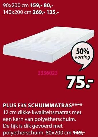 Jysk Plus f35 schuimmatras aanbieding
