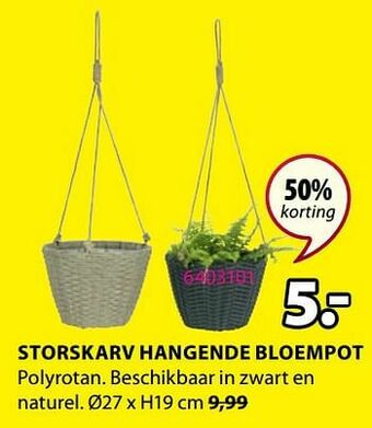 Jysk Storskarv hangende bloempot aanbieding