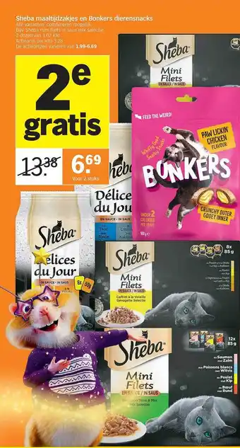 Sheba maaltijdzakjes en bonkers dierensnacks