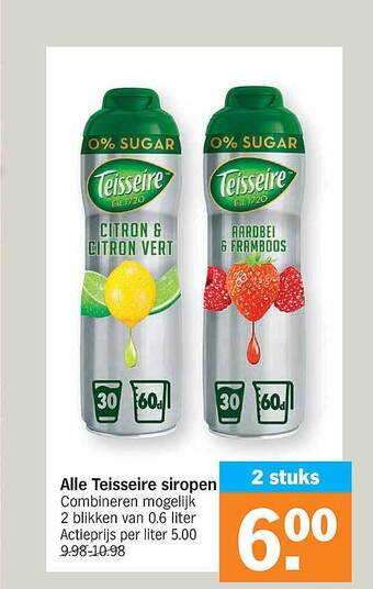 Albert Heijn Teisseire siropen aanbieding