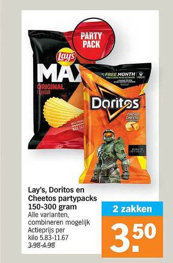 Albert Heijn Lay's, doritos en cheetos partypacks aanbieding