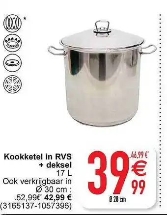 Cora Kookketel in rvs + deksel aanbieding