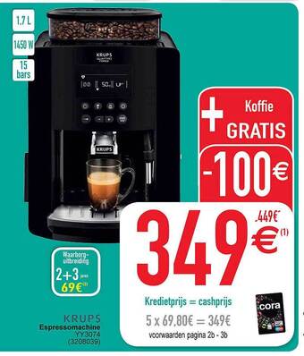 Cora Krups espressomachine aanbieding
