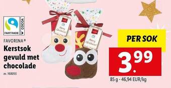 Lidl Favorina kerstsok gevuld met chocolade aanbieding