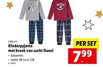 Lidl Lupilu kinderpyjama met broek van zacht flanel aanbieding
