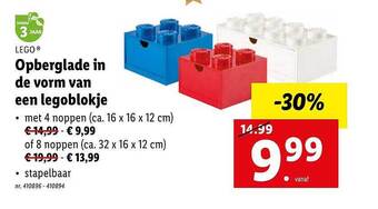 Lidl Lego opberglade in de vorm van een legoblokje aanbieding