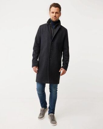 Mexx overcoat with checkered pattern black