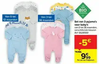 Carrefour Set van 3 pyjama’s voor baby’s aanbieding
