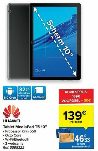 Carrefour Huawei tablet mediapad t5 10`` aanbieding