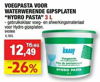Voegpasta voor waterwerende gipsplaten hydro pasta