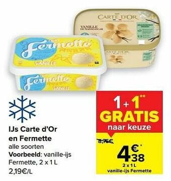 Carrefour Vanille-ijs fermette aanbieding