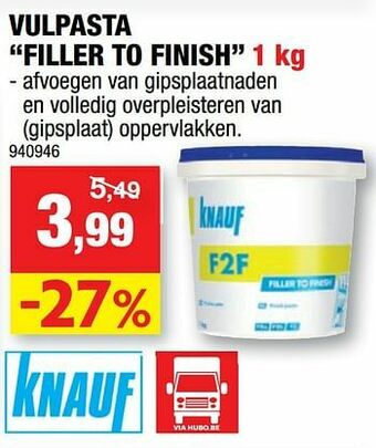 Hubo Vulpasta filler to finish aanbieding