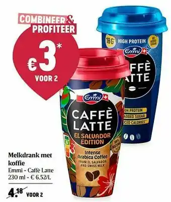 Delhaize Melkdrank met koffie emmi - caffè latte aanbieding