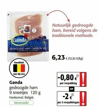 Colruyt Ganda gedroogde ham aanbieding