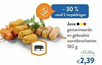 OKay Jova gemarineerde en gekookte worstbrochettes aanbieding