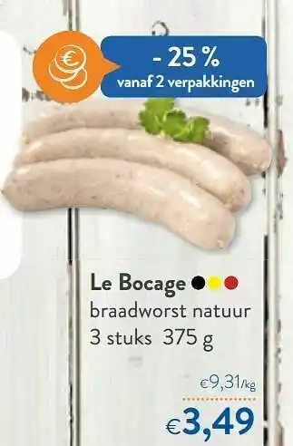 Le bocage braadworst natuur