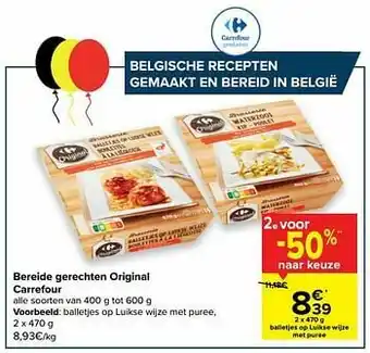 Carrefour Balletjes op luikse wijze met puree aanbieding