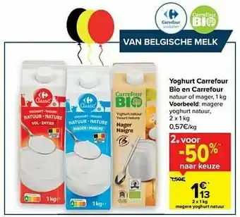 Carrefour Magere yoghurt natuur aanbieding
