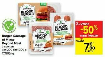 Carrefour Burger sausage of mince beyond meat aanbieding