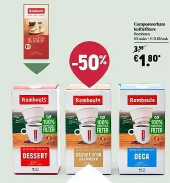 Delhaize Composteerbare koffiefilters rombouts aanbieding