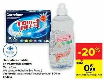 Carrefour Afwasmiddel gevoelige huid aanbieding