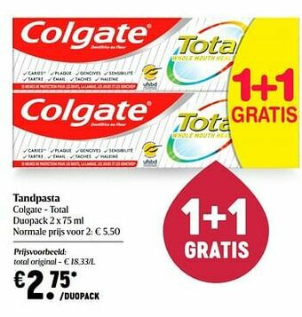 Delhaize Tandpasta colgate total original aanbieding