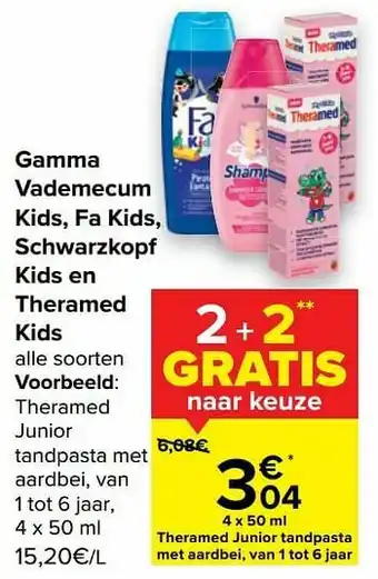 Carrefour Theramed junior tandpasta met aardbei aanbieding