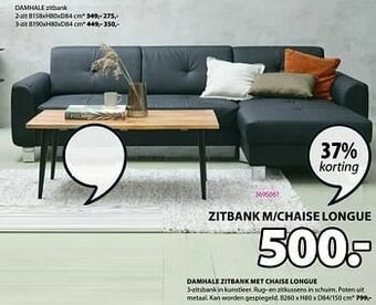 Jysk Damhale zitbank met chaise longue aanbieding